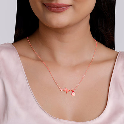 Rose Gold Personalised Lifeline Initial Necklace
