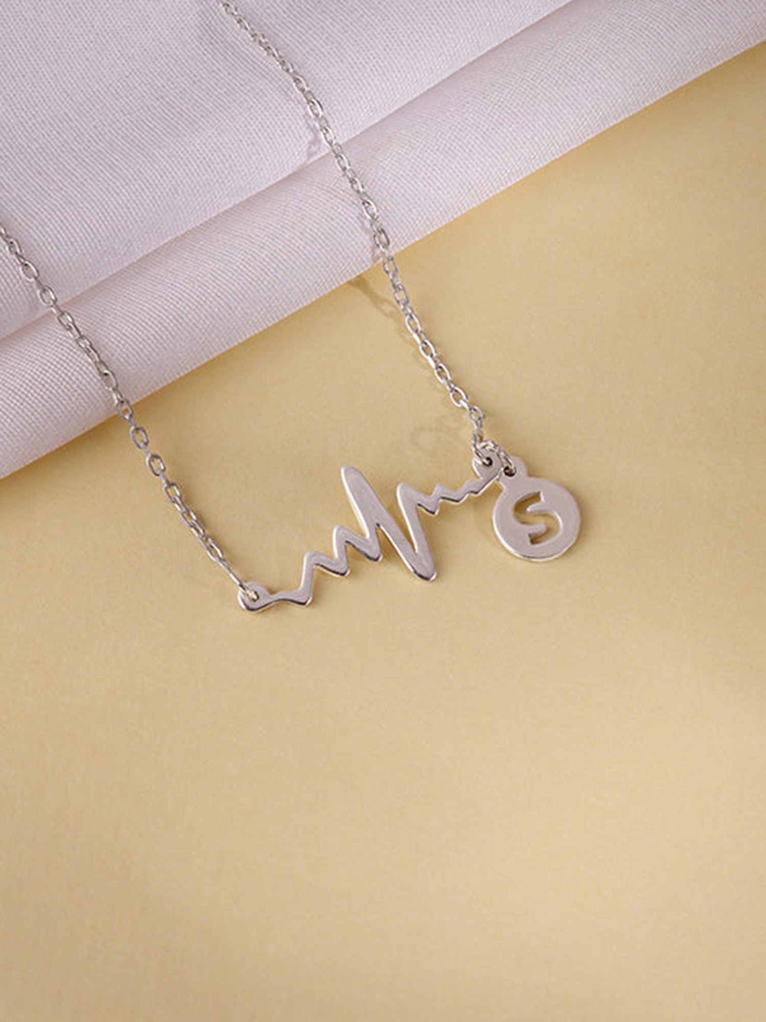 Silver Personalised Lifeline Initial Necklace
