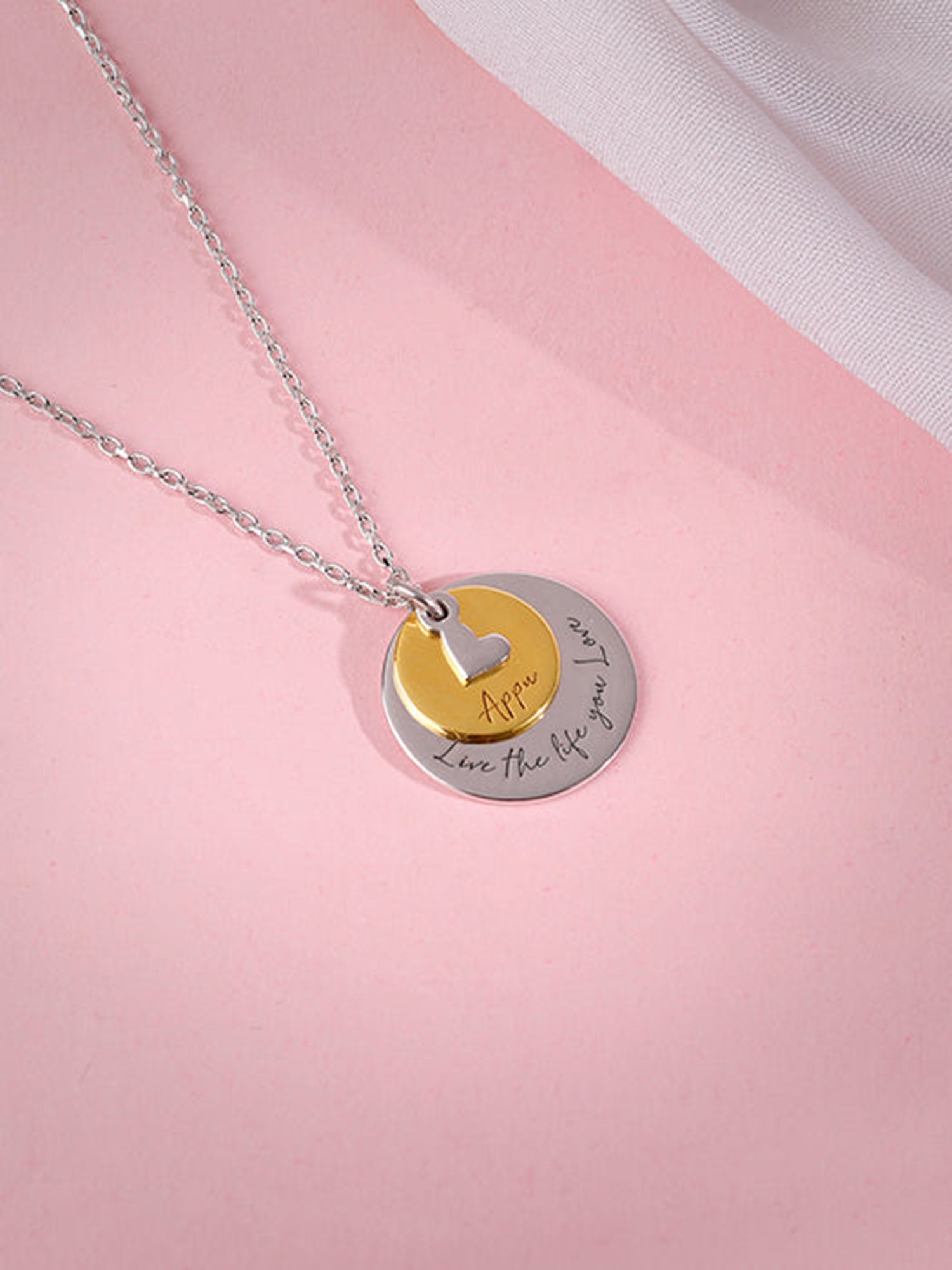 Dual Tone Golden Personalised Layered Coins Name Necklace