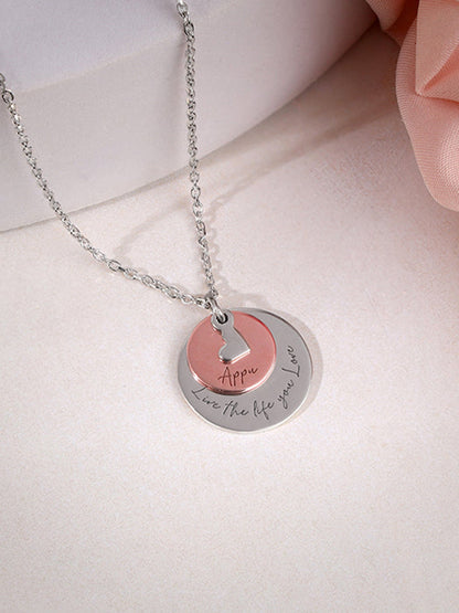 Dual Tone Rose Gold Personalised Layered Coins Name Necklace