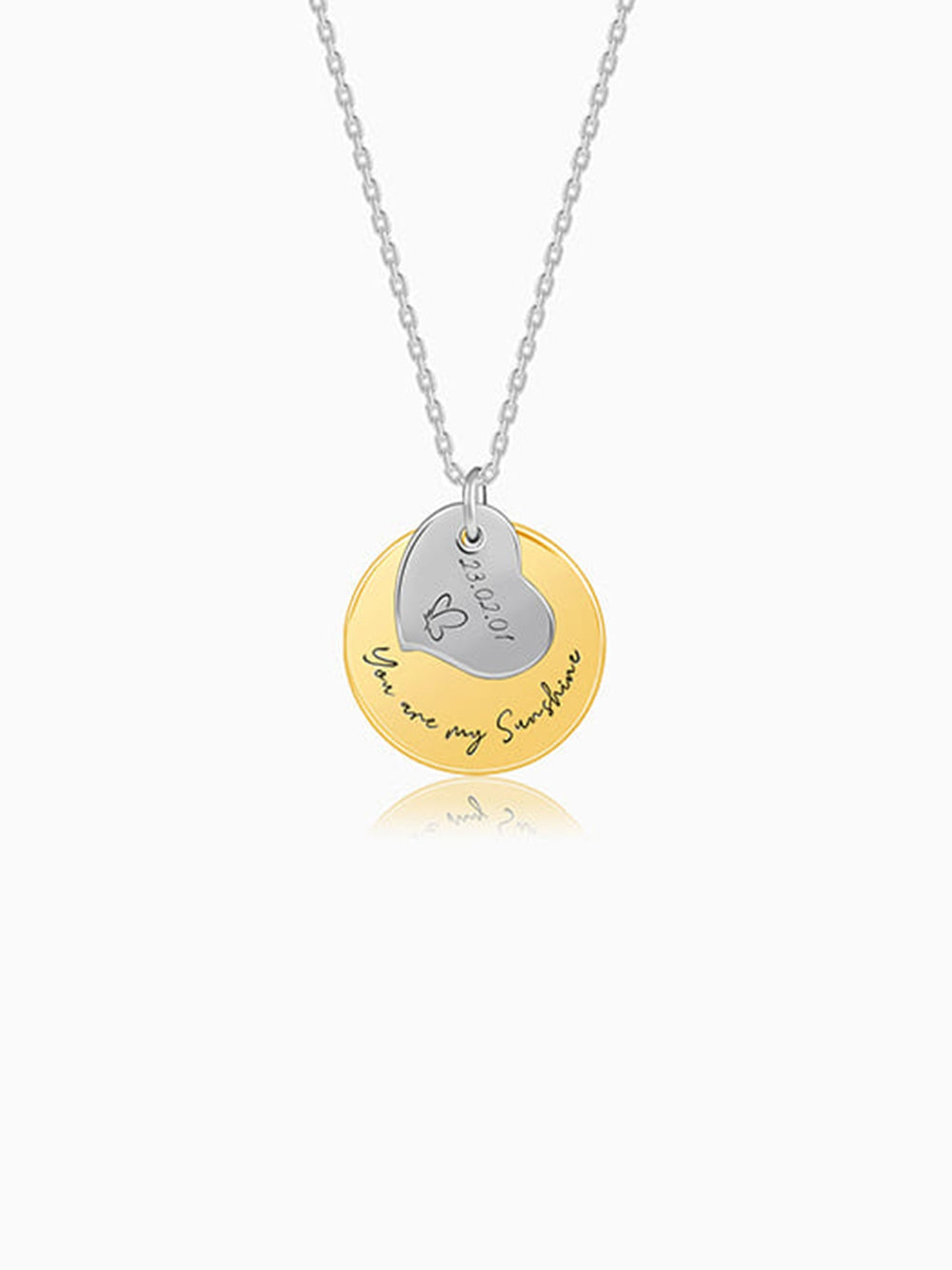 Dual Tone Golden Personalised Heart Message Necklace