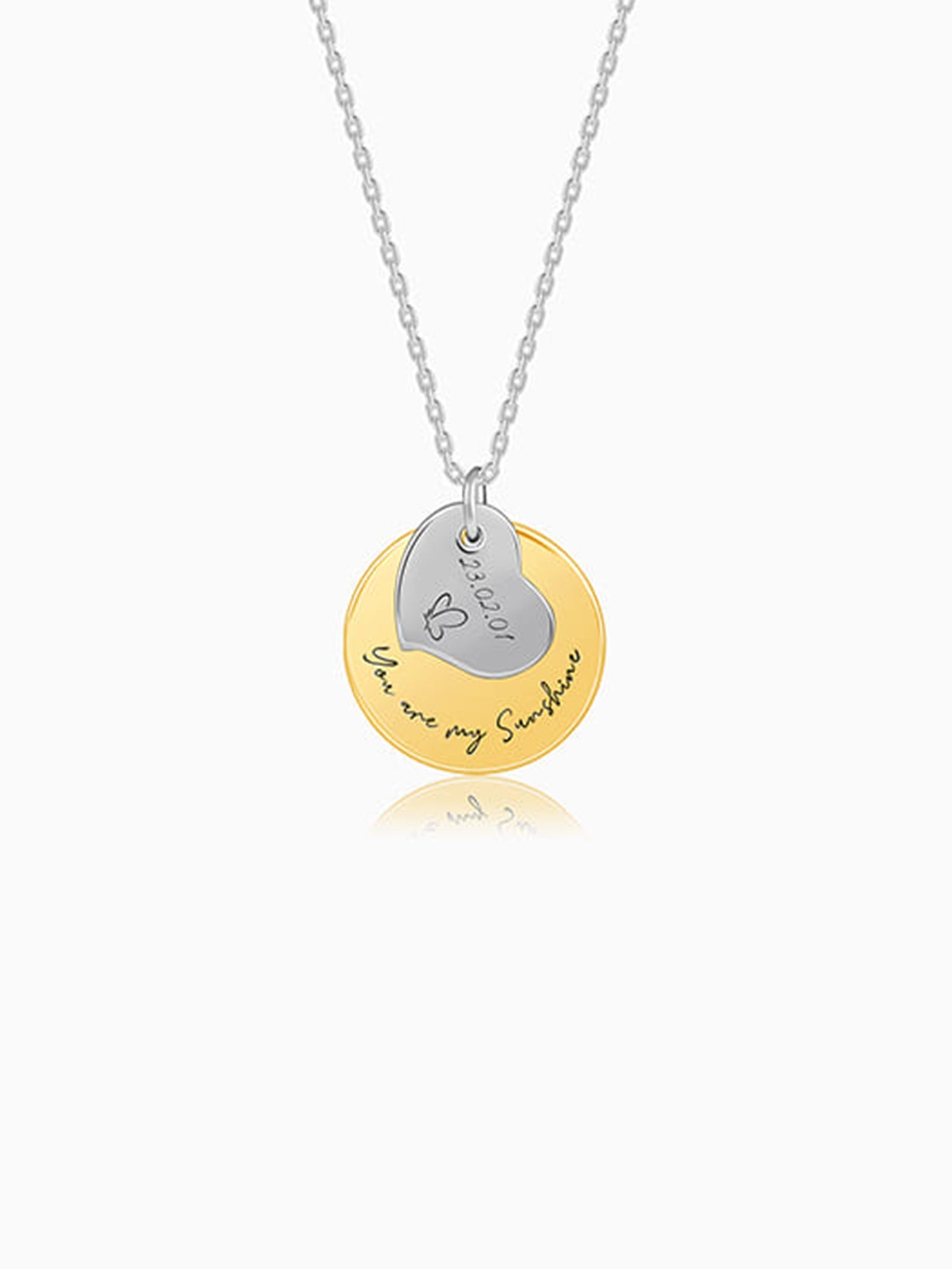 Dual Tone Golden Personalised Heart Message Necklace