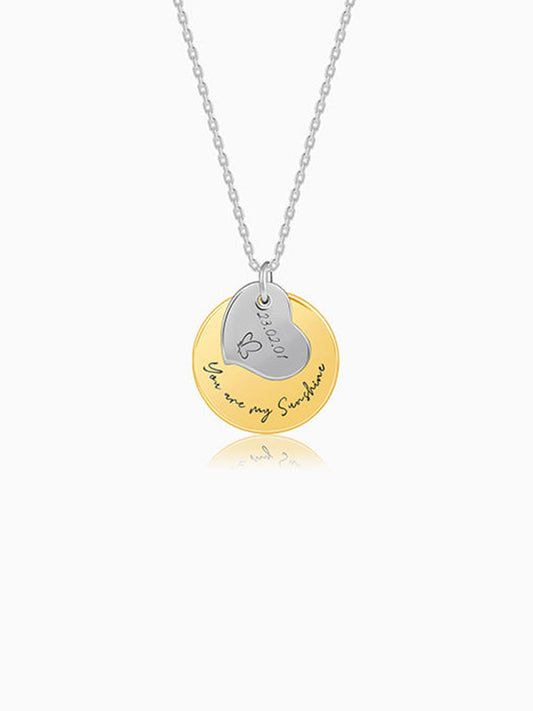 Dual Tone Golden Personalised Heart Message Necklace