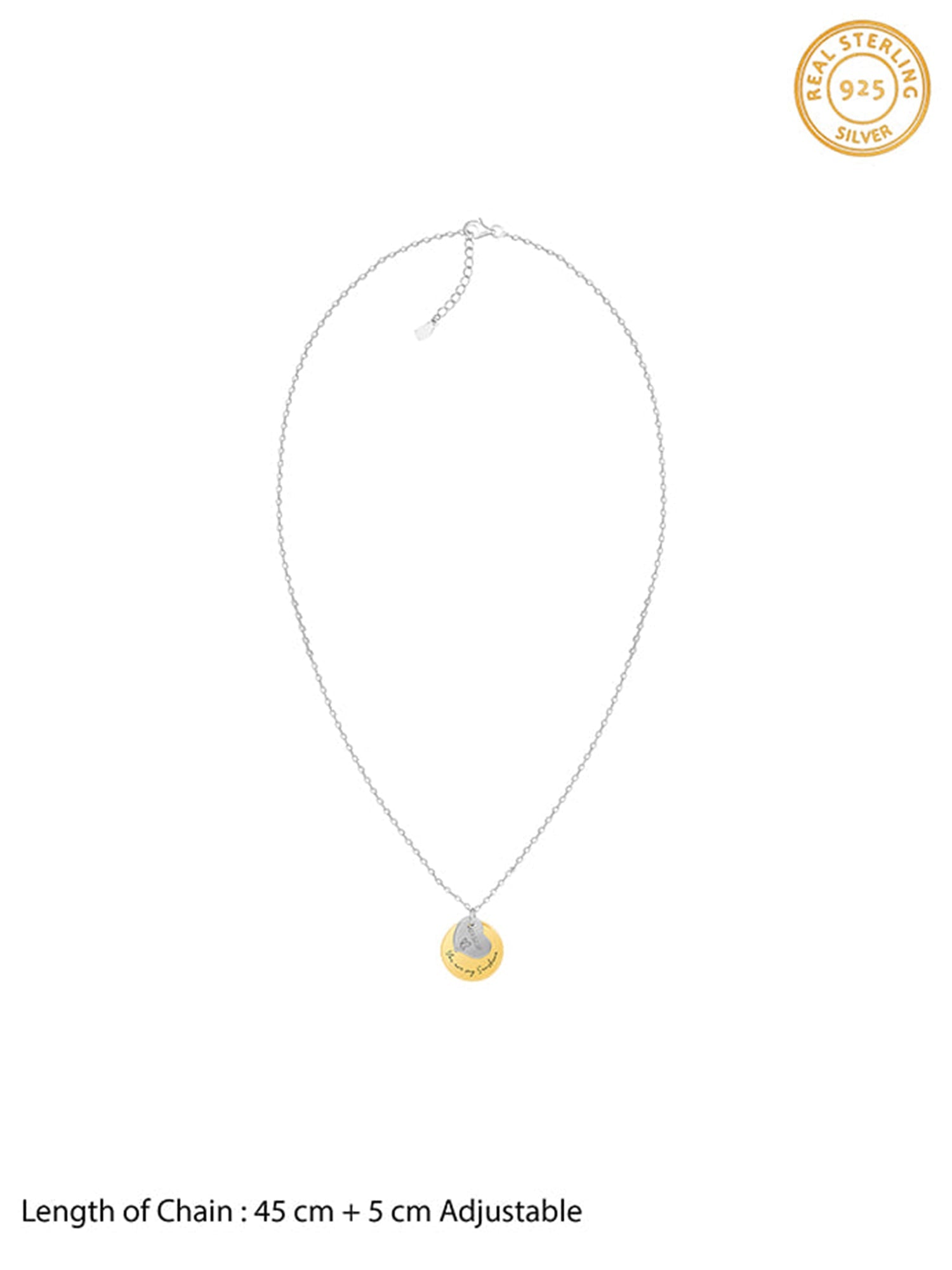 Dual Tone Golden Personalised Heart Message Necklace