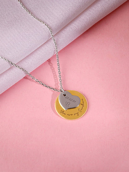 Dual Tone Golden Personalised Heart Message Necklace
