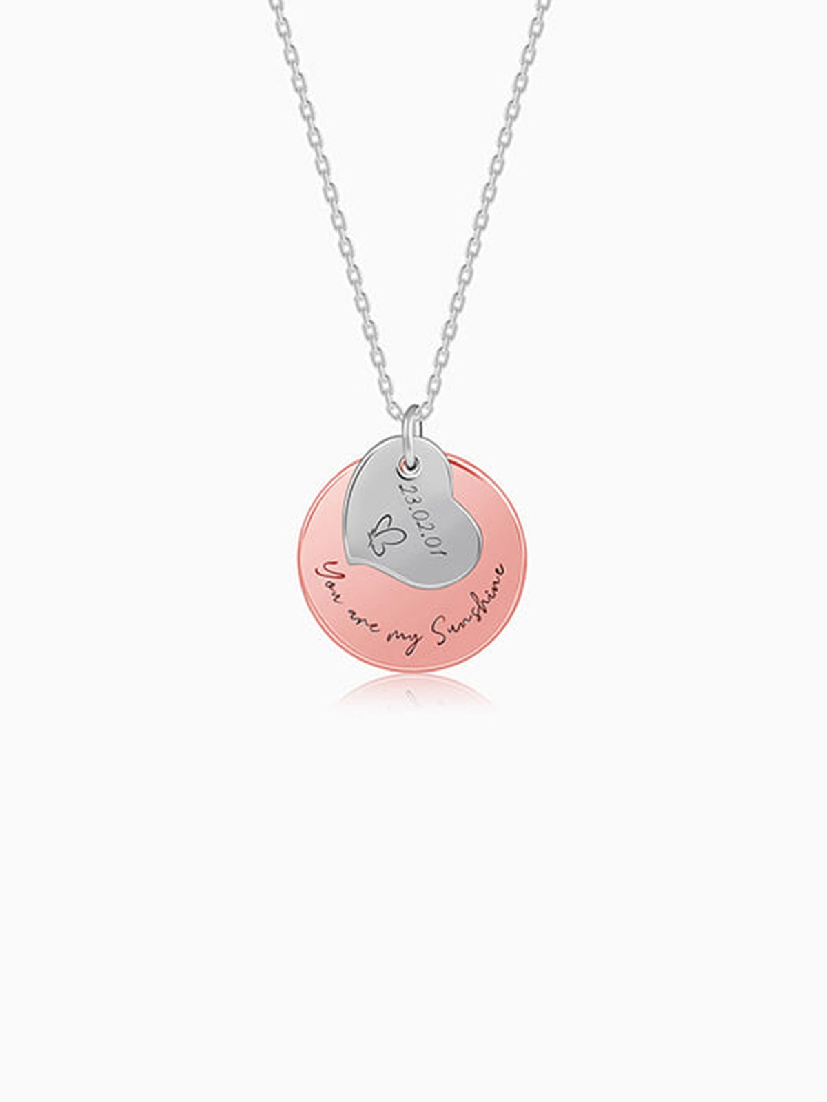 Dual Tone Rose Gold Personalised Heart Message Necklace