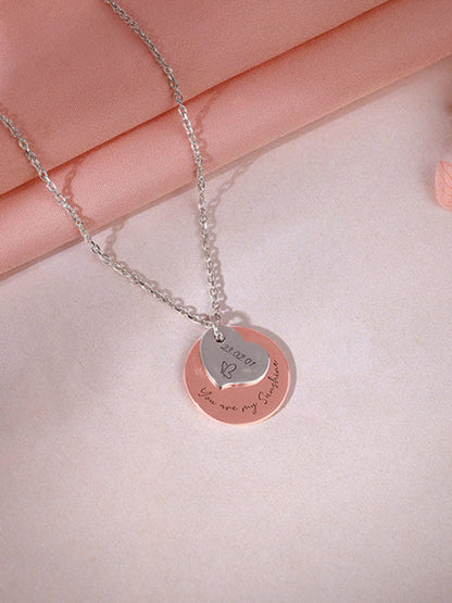 Dual Tone Rose Gold Personalised Heart Message Necklace
