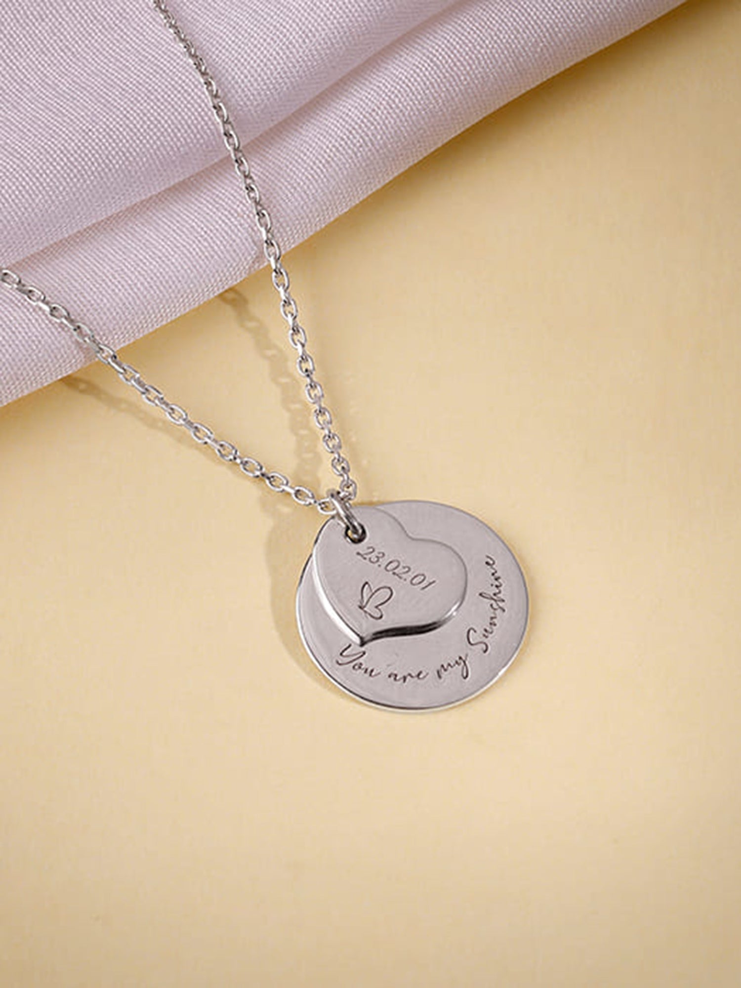 Silver Personalised Heart Message Necklace