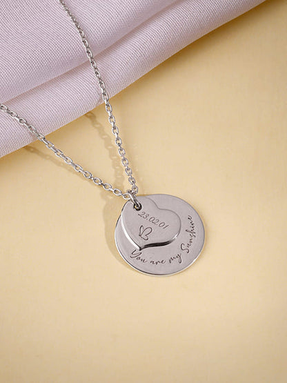 Silver Personalised Heart Message Necklace