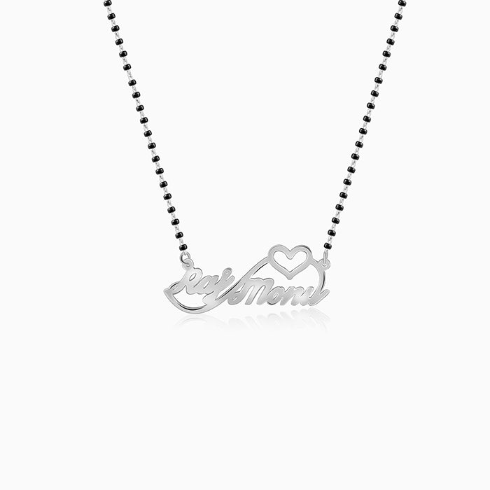 Silver Personalised Heart Name Mangalsutra
