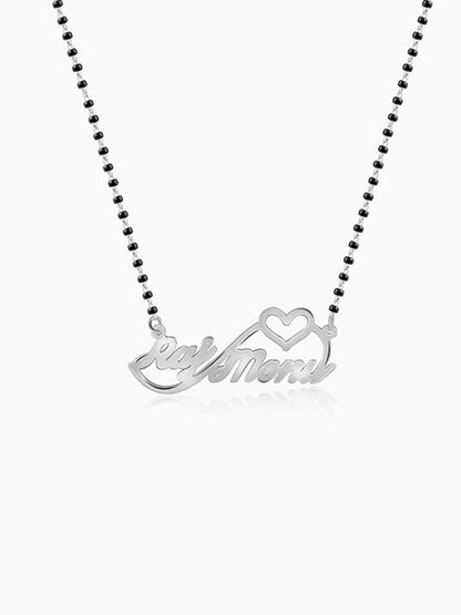 Silver Personalised Heart Name Mangalsutra