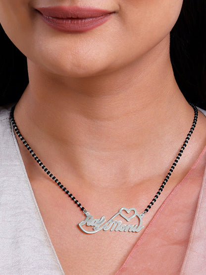 Silver Personalised Heart Name Mangalsutra