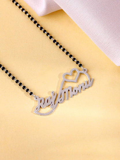 Silver Personalised Heart Name Mangalsutra