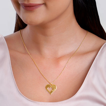 Golden Personalised Shy Heart Pendant