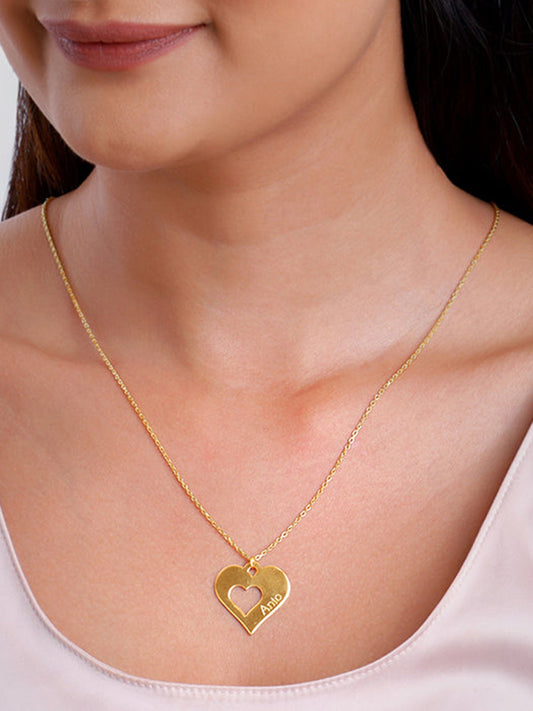 Golden Personalised Shy Heart Pendant