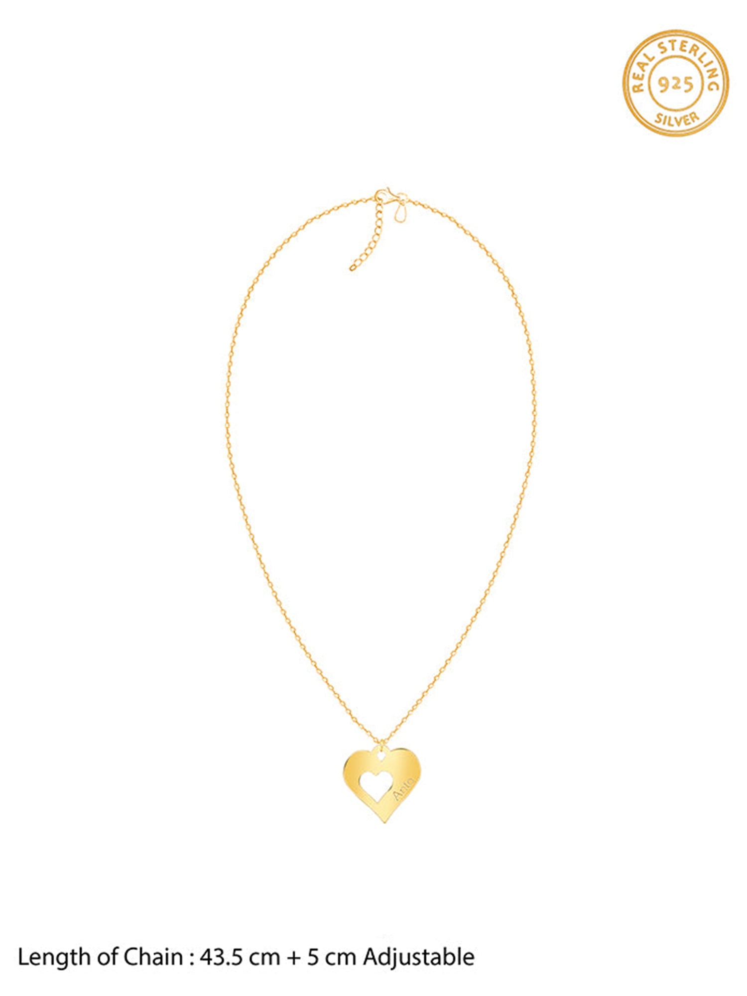 Golden Personalised Shy Heart Pendant