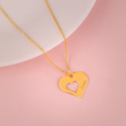 Golden Personalised Shy Heart Pendant
