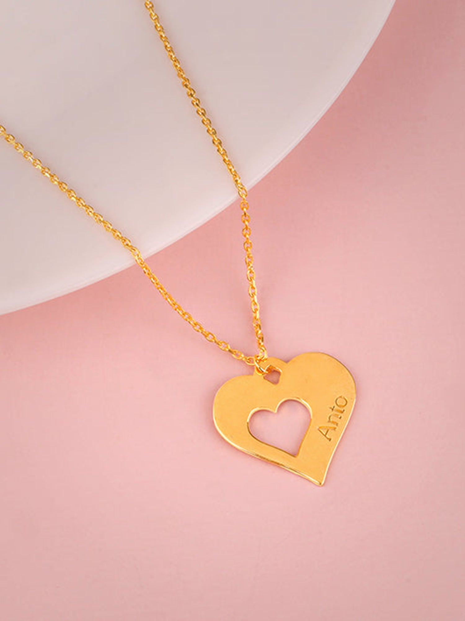 Golden Personalised Shy Heart Pendant
