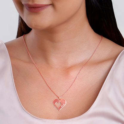 Rose Gold Personalised Shy Heart Pendant