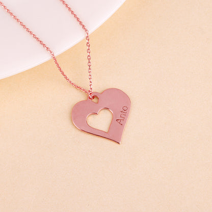 Rose Gold Personalised Shy Heart Pendant