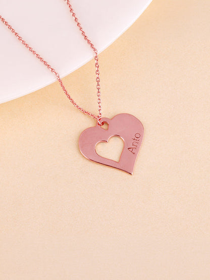 Rose Gold Personalised Shy Heart Pendant