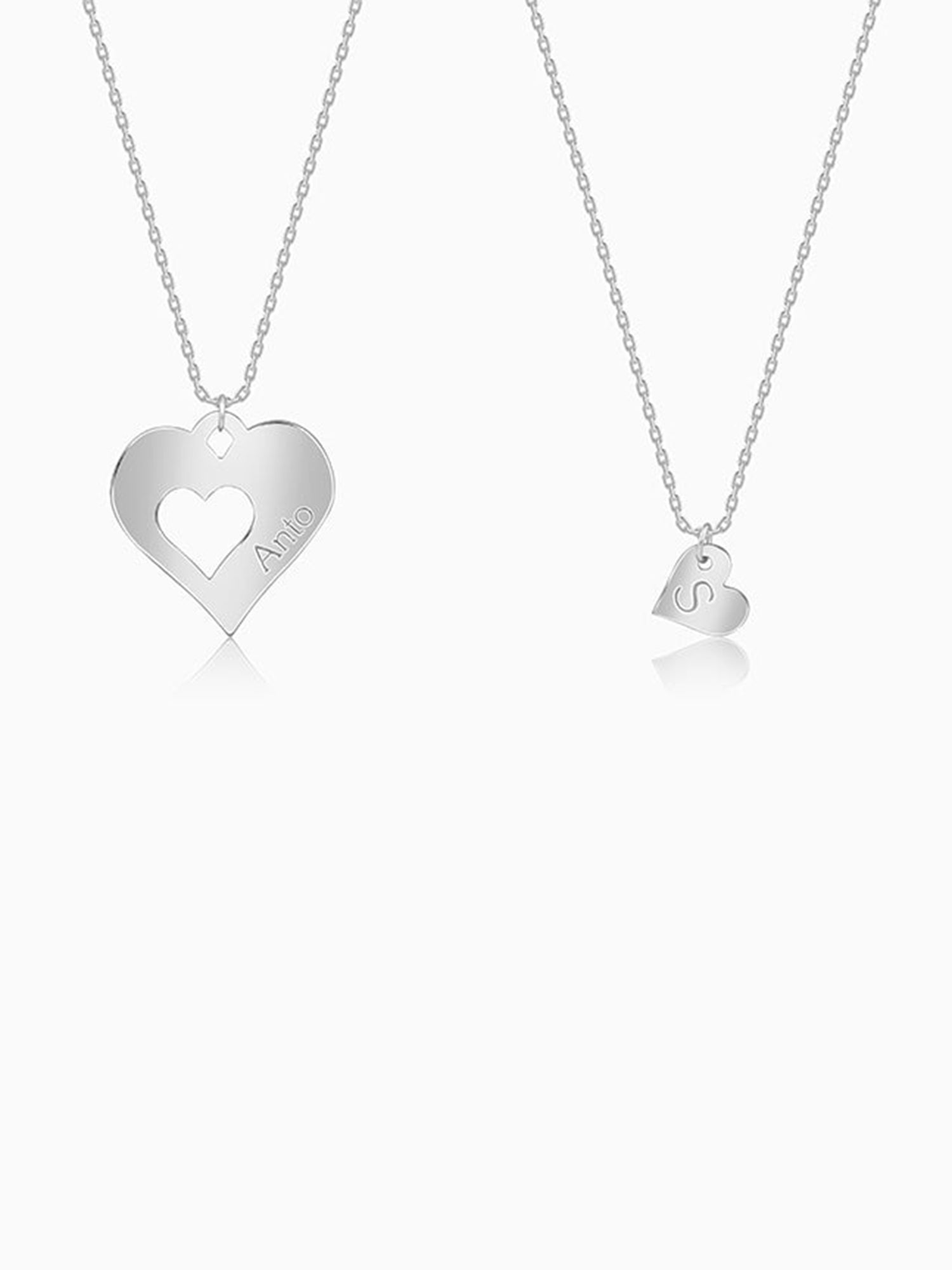 Silver Personalised Shy Heart Pendant
