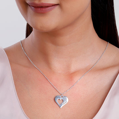 Silver Personalised Shy Heart Pendant