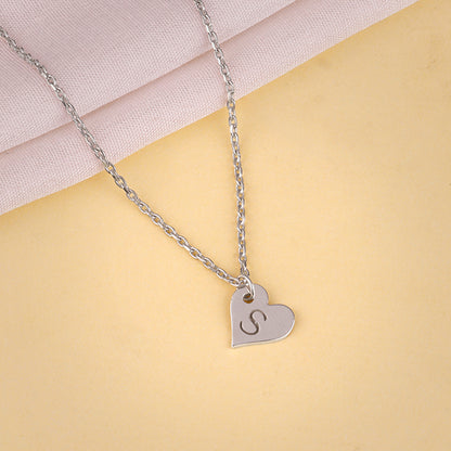 Silver Personalised Shy Heart Pendant