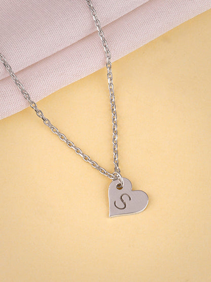 Silver Personalised Shy Heart Pendant