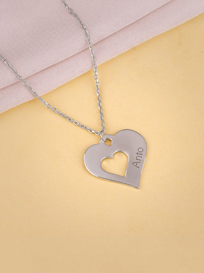 Silver Personalised Shy Heart Pendant