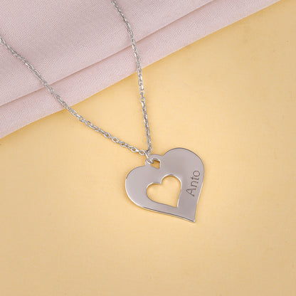 Silver Personalised Shy Heart Pendant