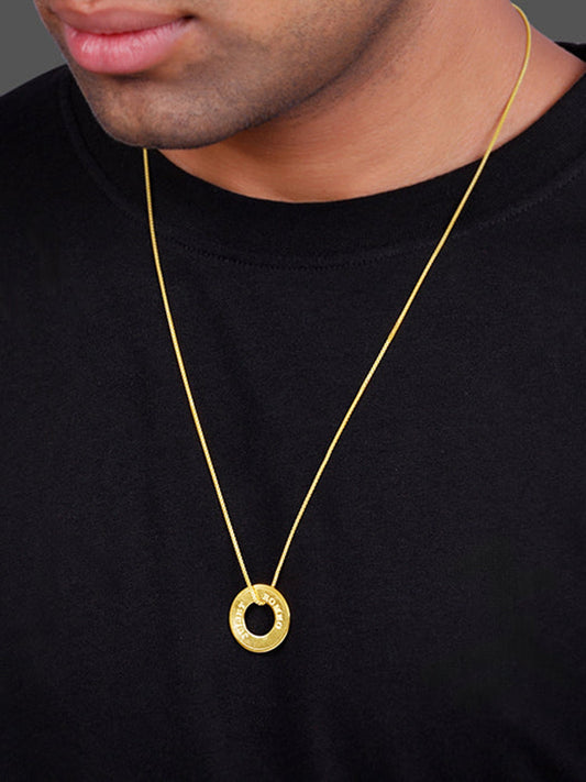 Golden Personalised Circular Pendant For Him