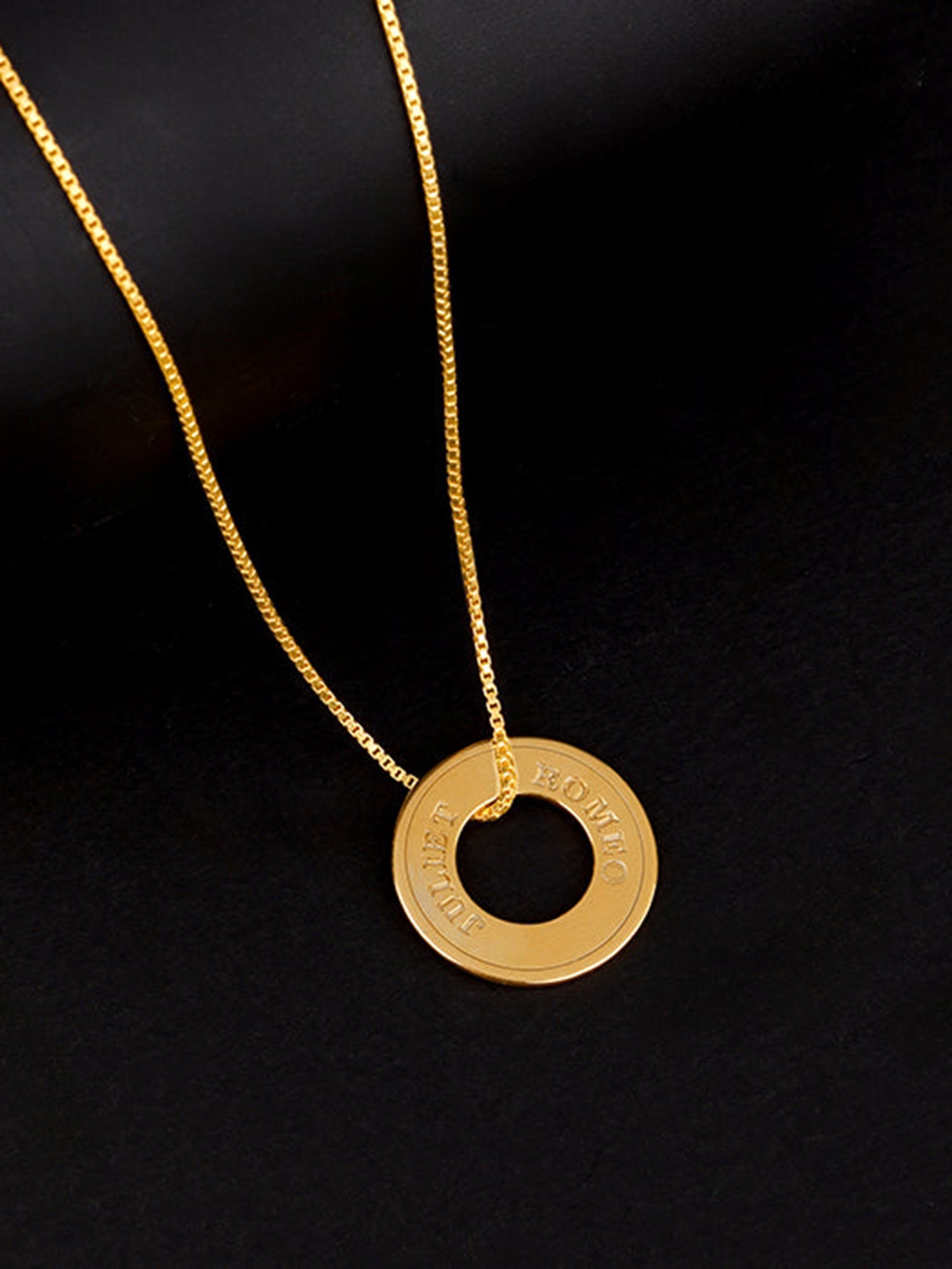 Golden Personalised Circular Pendant For Him