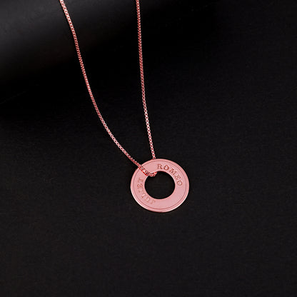 Rose Gold Personalised Circular Pendant For Him