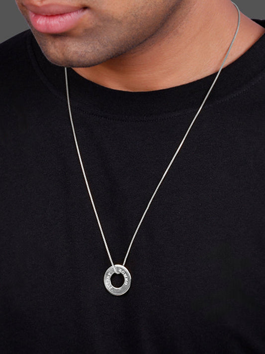 Silver Personalised Circular Pendant For Him