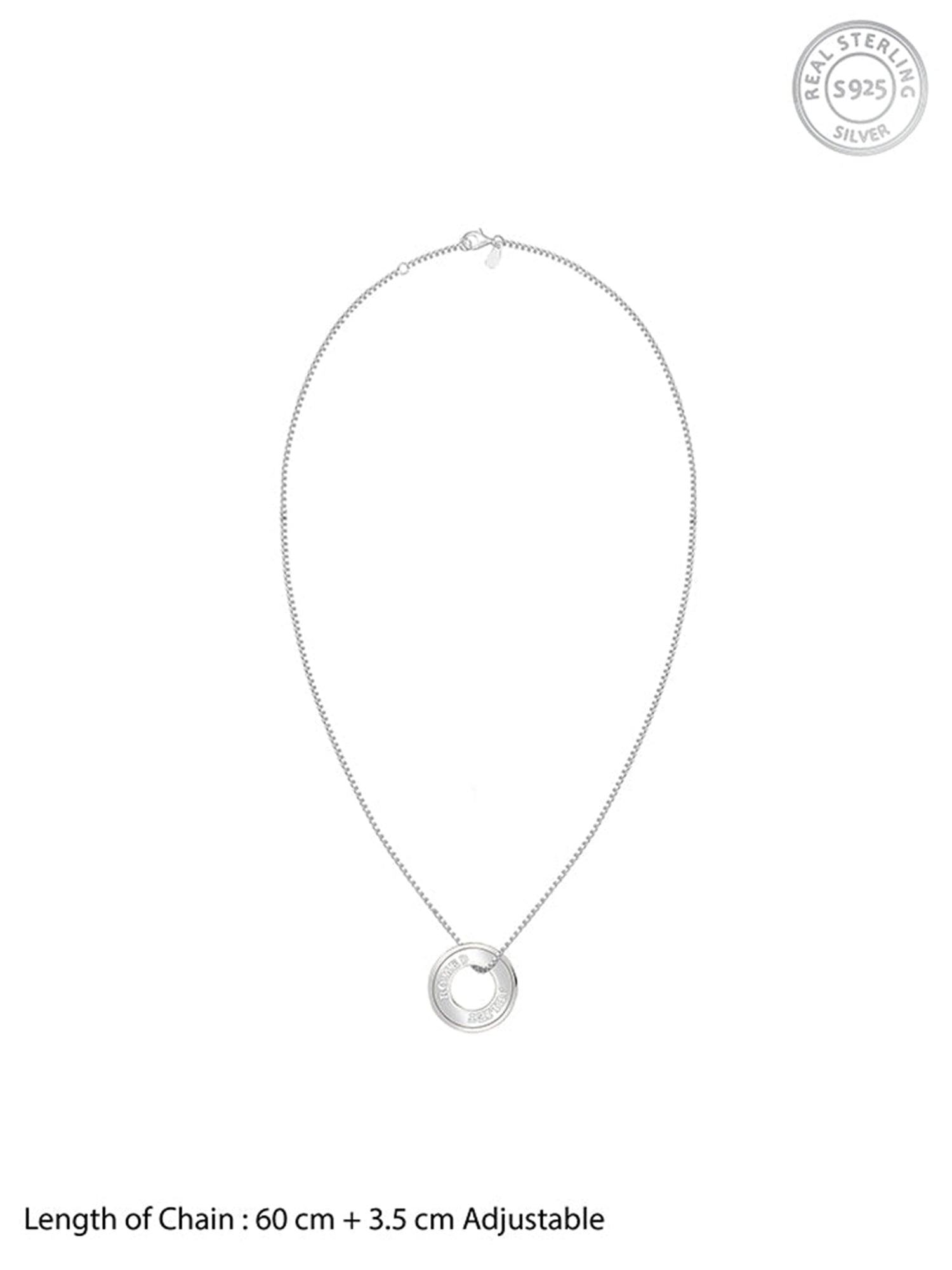 Silver Personalised Circular Pendant For Him