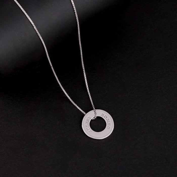 Silver Personalised Circular Pendant For Him