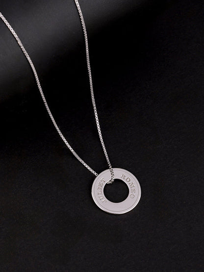 Silver Personalised Circular Pendant For Him