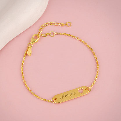 Golden Personalised Cosy Heart Bracelet