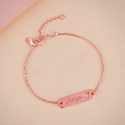 Rose Gold Personalised Cosy Heart Bracelet