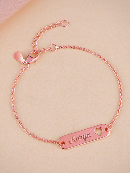 Rose Gold Personalised Cosy Heart Bracelet
