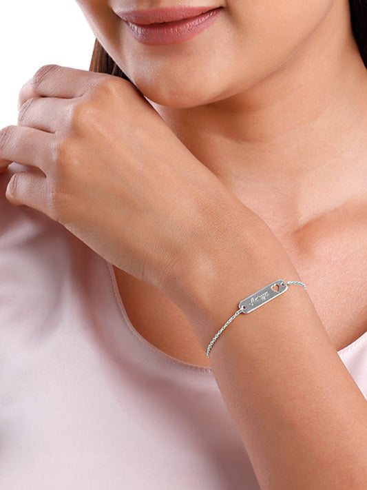 Silver Personalised Cosy Heart Bracelet