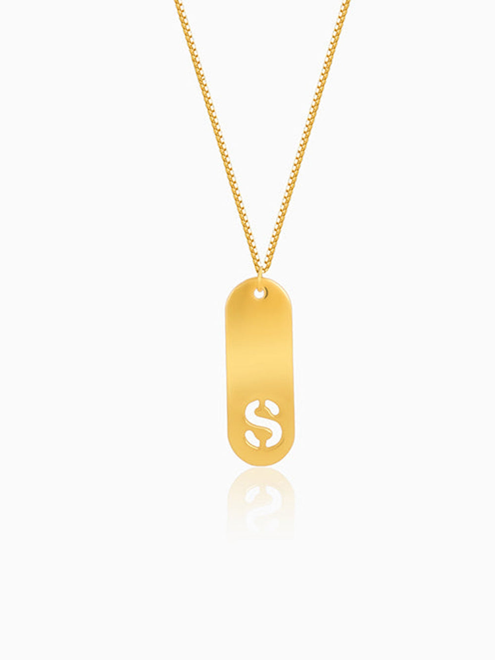 Golden Personalised Alpha Tag Initial Pendant For Him