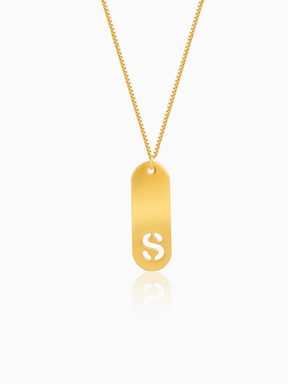 Golden Personalised Alpha Tag Initial Pendant For Him