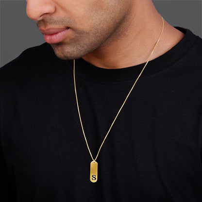 Golden Personalised Alpha Tag Initial Pendant For Him