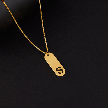 Golden Personalised Alpha Tag Initial Pendant For Him