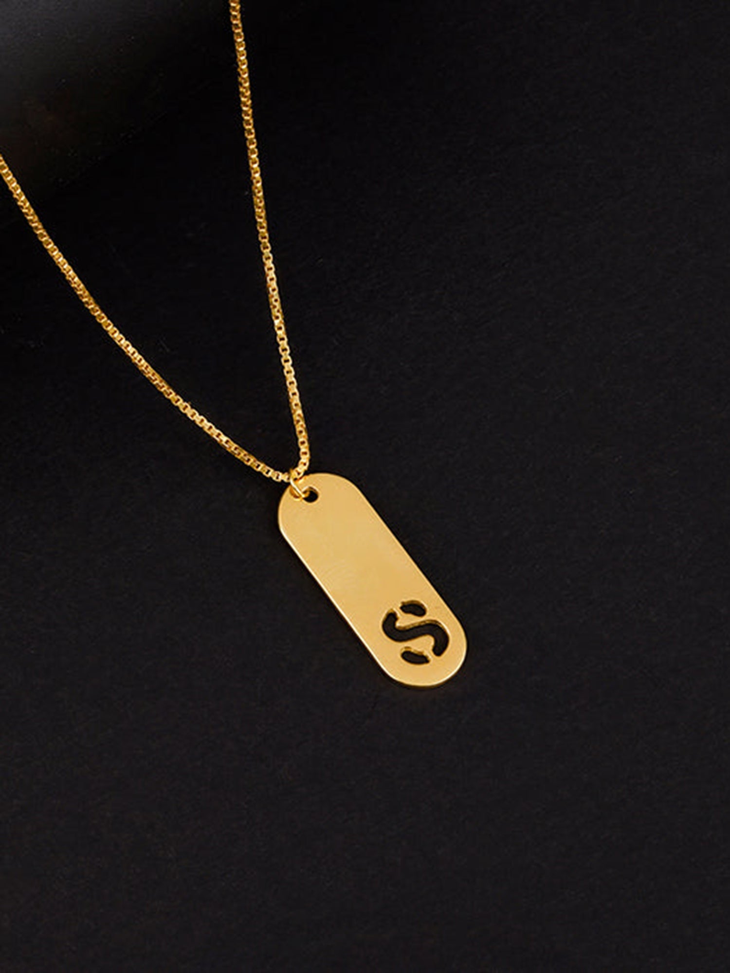 Golden Personalised Alpha Tag Initial Pendant For Him