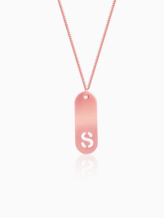 Rose Gold Personalised Alpha Tag Initial Pendant For Him