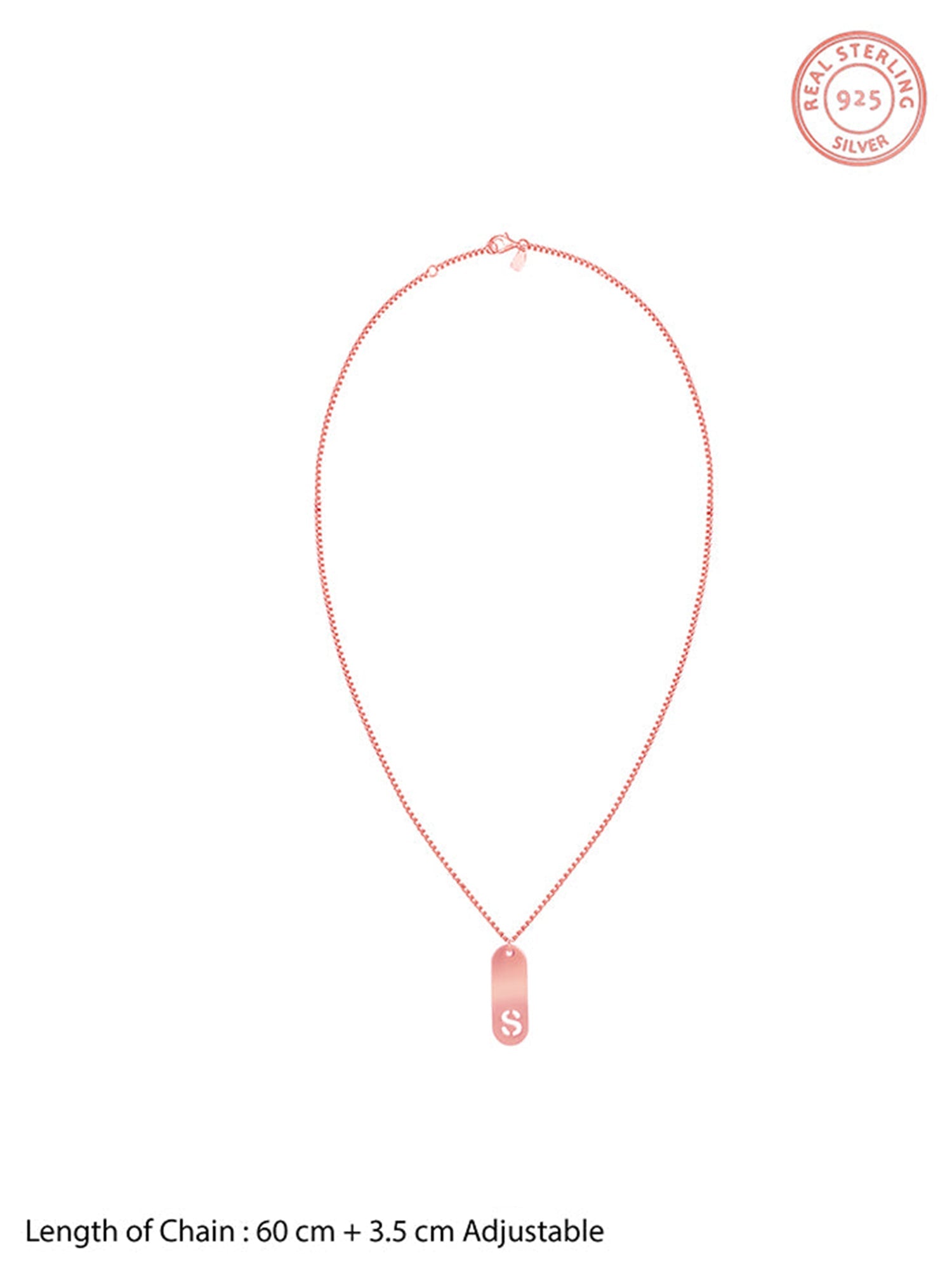 Rose Gold Personalised Alpha Tag Initial Pendant For Him
