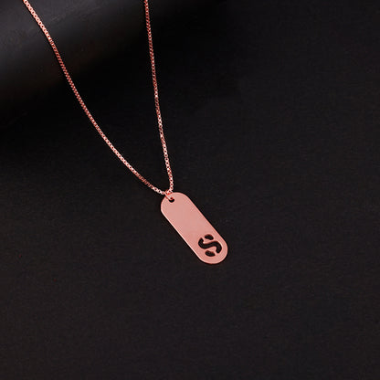 Rose Gold Personalised Alpha Tag Initial Pendant For Him